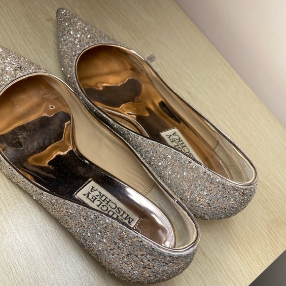 Badgley Mischka Heels glitter champagne size 6 EUC - Picture 10 of 13